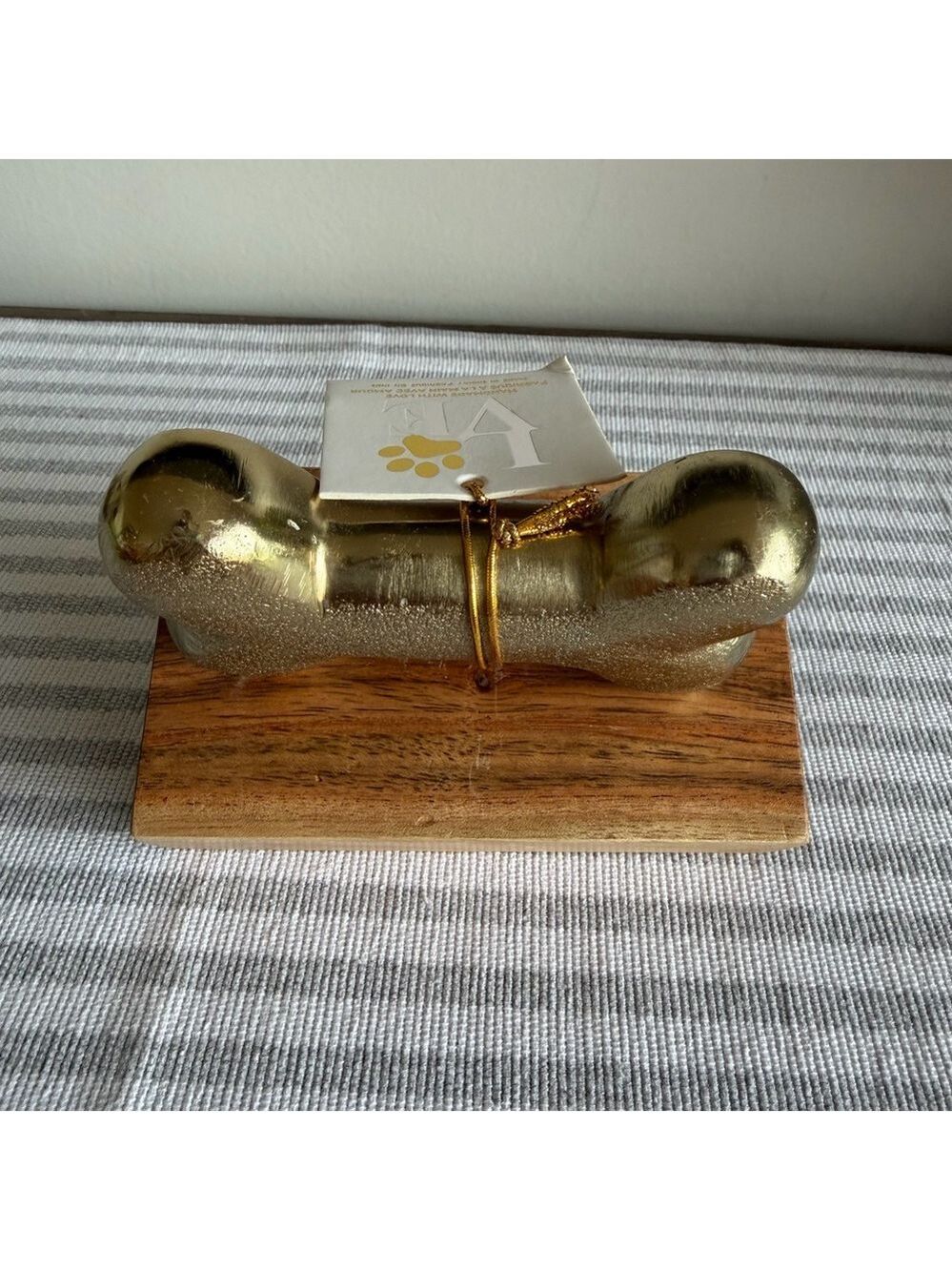 NEW Gold Dog Bone and Wood Base Stocking Holder for Pets - Picture 9 of 12